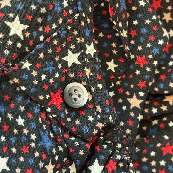 Madewell Navy Starry Night 100% Silk Wrap-Front Ruffle-Hem Blouse Size XS - Picture 10 of 13